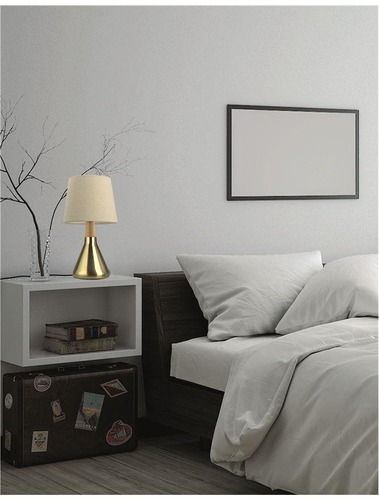 Stolní lampy dekorační - NV 7605168 Stolní lampa MONTES mosazný kov a přírodní dřevo bílé stínidlo E14 1x5W bez žárovky - NOVA LUCE - foto 1