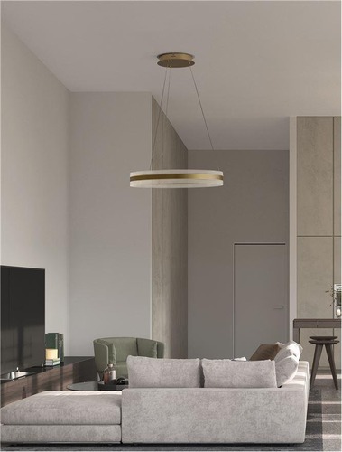 Kruhová - NV 9054444 Závěsné svítidlo AGOS zlatý hliník a akryl LED 75W 230V 3000K IP20 stmívatelné - NOVA LUCE - foto 1