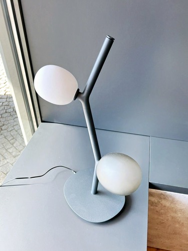 Stolní lampy dekorační - BRO PC01131_031 Stolní lampa IVY 2x 1,2W 91lm triplex opál / šedá kouřová / antracit černý kabel / stmívání - BROKIS A - foto 1