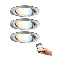 Koupelnová - P 92962 SmartHome Zigbee LED vestavná svítidla sada Nova Plus 3x6,5W kov kartáčovaný - PAULMANN