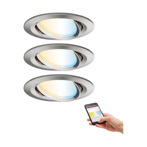 Koupelnová - P 92962 SmartHome Zigbee LED vestavná svítidla sada Nova Plus 3x6,5W kov kartáčovaný - PAULMANN - foto 1