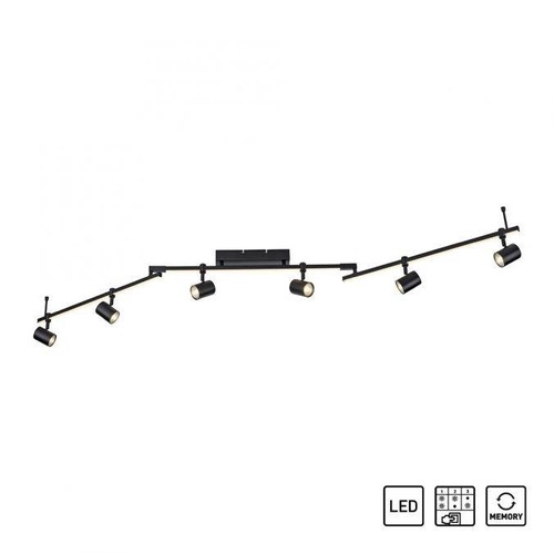 Bodová - PN 6526-18 BARIK LED stropní svítidlo 6-ramenné LED černá otočné s paměťovou funkcí 3000K - PAUL NEUHAUS - foto 1