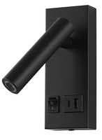 LED nástěnné svítidla - LED světlo kabinetu 2W s přepínačem ON / OFF + USB černá