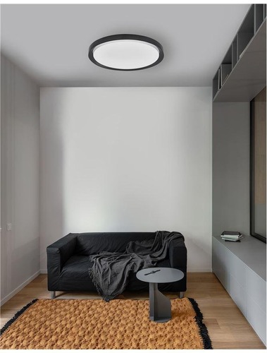 Kruhová - NV 9053594 Stropní svítidlo TROY kov a akrylový difuzor matná černá zvenku matná bílá uvnitř LED 50W 230V 3000K IP20 stmívatelné - NOVA LUCE - foto 1