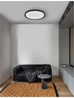 Kruhová - NV 9053594 Stropní svítidlo TROY kov a akrylový difuzor matná černá zvenku matná bílá uvnitř LED 50W 230V 3000K IP20 stmívatelné - NOVA LUCE