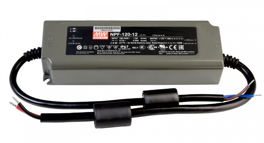 Stabilizované napětí - IMPR 872100 Meanwell napájení CV, NPF-120-12 konstantní napětí 0-10000 mA IP67 12V DC 120,00 W - DEKOLIGHT - foto 1