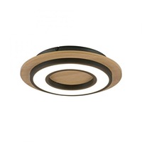 Kruhová - LD 14560-18 TOLA LED stropní svítidlo černé kruhové kovový a dřevěný dekor 3000K teplá bílá 3000K - JUST LIGHT