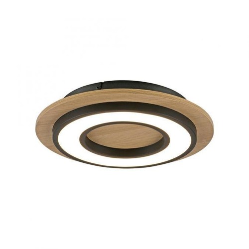 Kruhová - LD 14560-18 TOLA LED stropní svítidlo černé kruhové kovový a dřevěný dekor 3000K teplá bílá 3000K - JUST LIGHT - foto 1