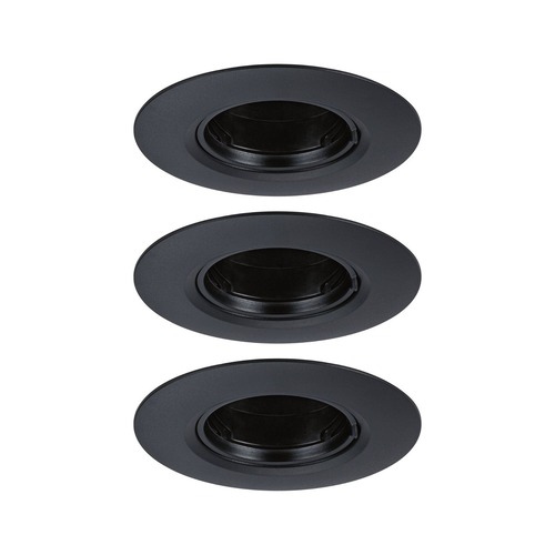 Kruhová - P 92114 Vestavné svítidlo 3ks-sada nevýklopné kruhové 90mm GU10 max. 3x10W 230V černá - PAULMANN - foto 1