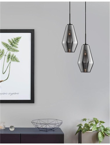 Kónická - NV 9724101 Závěsné svítidlo VEIRO chromové sklo / černý kov / černý kabel E27 1x12W 230V IP20 bez žárovky - NOVA LUCE - foto 1