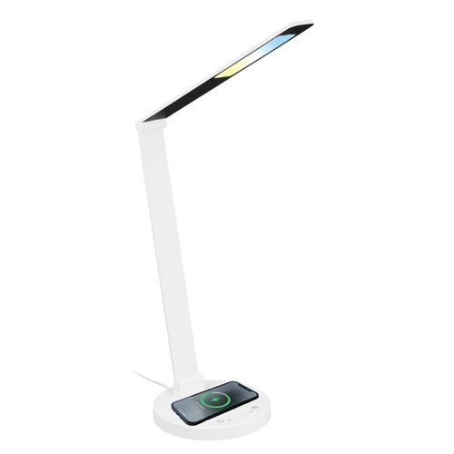 Stolní lampy pracovní - BRILO 7543016 Cuma LED lampa na psací stůl, bezdrátové nabíjení telefonu, stmívatelná, bílá - BRILO - foto 1