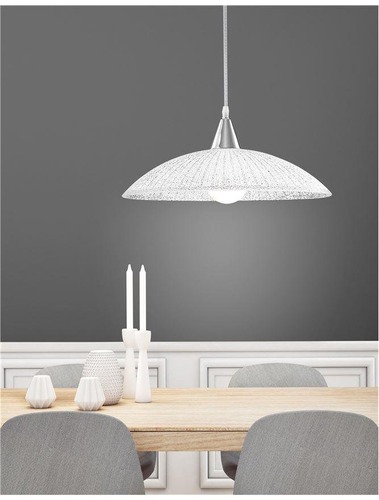 Polokoule - NV 7326501 Závěsné svítidlo SHELL chromovaný kov bílá a čiré strukturované sklo E27 1x12W - NOVA LUCE - foto 1