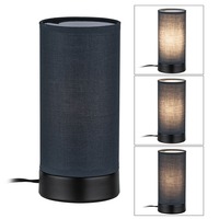Stolní lampy dekorační - P 77059 Stolní lampa Pia látkové stínidlo 1-ramenné černá mat/šedá E14 bez zdroje světla - PAULMANN