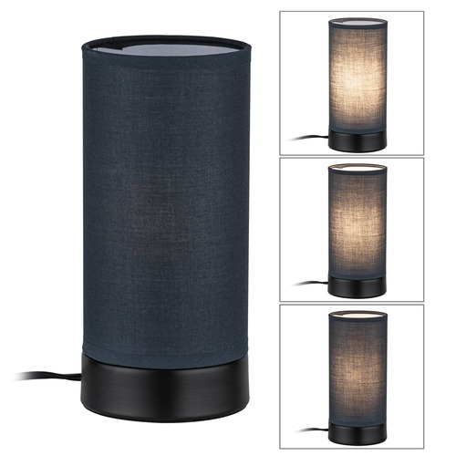 Stolní lampy dekorační - P 77059 Stolní lampa Pia látkové stínidlo 1-ramenné černá mat/šedá E14 bez zdroje světla - PAULMANN - foto 1