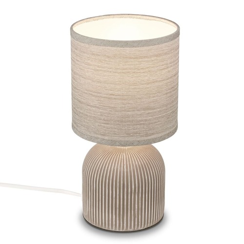 Stolní lampy dekorační - BRILO 7538011 Ino stolní lampička, látkové stínidlo, keramický podstavec, 15x28 cm (DxH), hnědá - BRILO - foto 1