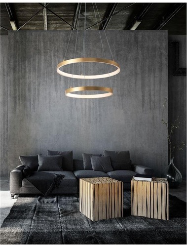 Kruhová - NV 8100281 Závěsné svítidlo LEON plátkovaný zlatý hliník a akryl nastavitelné LED 65W 230V 3000K IP20 stmívatelné - NOVA LUCE - foto 1