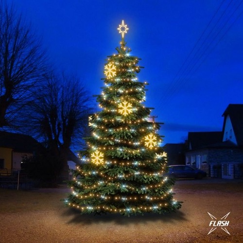 SADY na stromy - DLED TFS2021W LED světelná sada na stromy vysoké 6-8m, teplá bílá s Flash, dekory EFD02W - foto 1