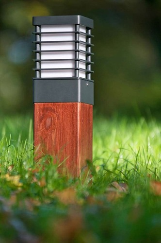 Sloupková - NS 1400GA Sloupkové svítidlo HALMSTAD E27 LED 9W 49cm dřevo / kov- NORLYS - foto 1