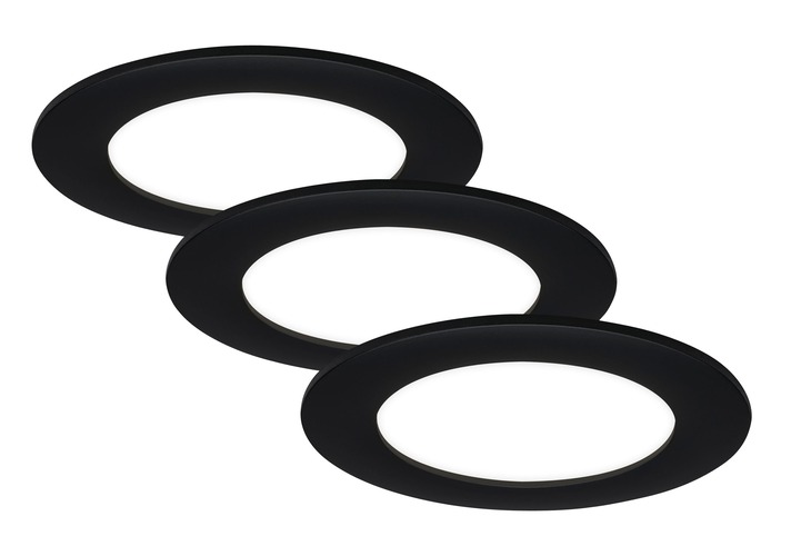 Kruhová - BRI 7115-435 3ks sada LED vestavné svítidlo, pr. 12 cm, 7 W, 600 lm, černá - BRILONER - foto 1