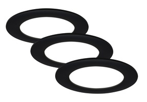 Kruhová - BRI 7115-435 3ks sada LED vestavné svítidlo, pr. 12 cm, 7 W, 600 lm, černá - BRILONER