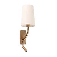 Dekorativní - FARO 29683-20 Lampa nástěnná REM  starozlatá/béžová, se čtecí lampičkou - FARO