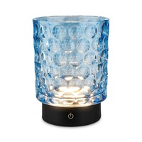 Stolní lampy dekorační - BRILO 7560010 Sunora LED stolní lampička bezdrátová IP44, stmívatelné, dotykový vypínač, modrá - BRILO