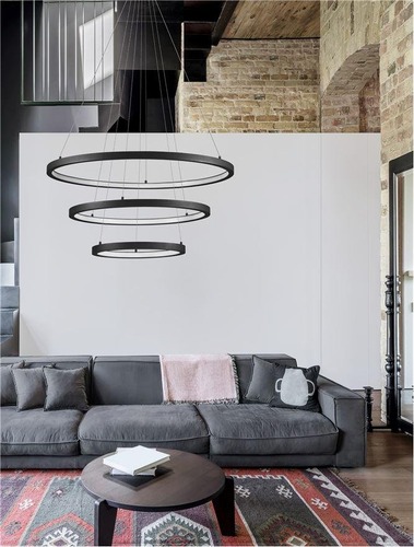 Kruhová - NV 9172867 Závěsné svítidlo EMPATIA LED 108W 3000K hliník černá 807+600+395x2000mm stmívatelné - NOVA LUCE - foto 1