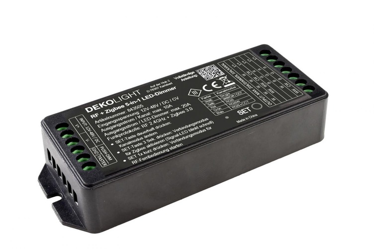 Ovladače a stmívače pro jednobarevné LED pásky - IMPR 843505 Deko-Light RF-smart, LED stmívač 5v1, 5 kanálový, 12-48V DC, 20A RF / Zigbee 3.0 / Intelli-Push - foto 1
