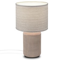 Stolní lampy dekorační - BRILO 7539011 Ino stolní lampička, látkové stínidlo, keramický podstavec, 22x37,5 cm (DxH), hnědé - BRILO
