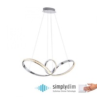 Dekorativní - PN 8222-17 TANJA LED závěsné svítidlo chrom zakřivené stmívatelné křišťálový design moderní SimplyDim 3000K - PAUL NEUHAUS