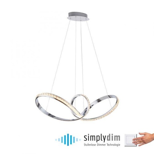 Dekorativní - PN 8222-17 TANJA LED závěsné svítidlo chrom zakřivené stmívatelné křišťálový design moderní SimplyDim 3000K - PAUL NEUHAUS - foto 1