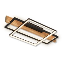 Hranatá - BRI 3839014 Cadre LED stropní svítidlo, přímé a nepřímé osvětlení, 3-krokové spínání, 2 rámy, dekor dřeva, 55x30 cm, černá/dřevo - BRILONER