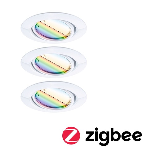 Kruhová - P 92466 LED vestavné svítidlo Smart Home Zigbee Base Coin základní sada výklopné kruhové 90mm 20° 3x4,9W 230V stmívatelné RGBW+ bílá - PAULMANN - foto 1