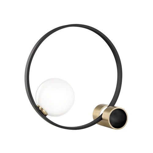 Stolní lampy dekorační - HVLG HL155201-AGB/BK-CE Stolní lampa ZENA ocel/sklo staromosaz/černá/bílá G9 1x6W - HUDSON VALLEY (Mitzi) - foto 1
