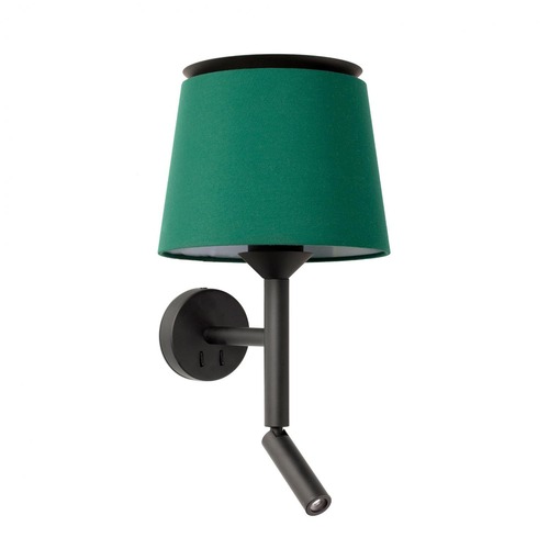 Dekorativní - FARO 20303-94 SAVOY nástěnná lampa, černá/zelená, se čtecí lampičkou - FARO - foto 1