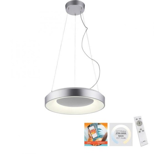 Kruhová - LD 17075-21 KETO ANIKA LED závěsné svítidlo stříbrné ovládané přes aplikaci Tuya stmívatelné RGB+CCT RGB+2700-5000K - LEUCHTEN DIREKT / JUST LIGHT - foto 1