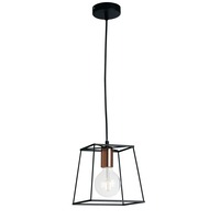 Dekorativní - FAN I-HARLEM-M-S1 Závěsné svítidlo Harlem, černé/měděné, 1 x E27, 22 x 22 x 120 cm - FANEUROPE
