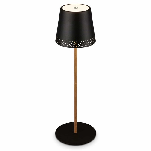 Na stůl - BRILO 7438114 LED nabíjecí stolní lampa 38 cm 2,6 W 280lm černá-dřevo (starý kód: BRILO 7438-114) - BRILO - foto 1