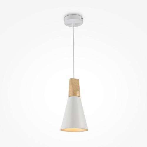 Kónická - M P359-PL-140-W Závěsné svítidlo Bicones 60W bílá kov dřevo moderní design  - MAYTONI - foto 1