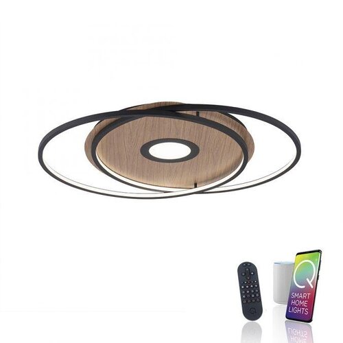 Downlight - PN 8381-78 Q-AMIRA LED stropní svítidlo v dekoru dřeva a oceli s nastavitelnou barvou světla stmívatelné Smart Home ZigBee 2700-5000K - PAUL NEUHAUS - foto 1