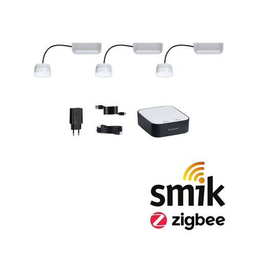 Hranatá - P 5182 Startovací sada Smart Home smik Gateway + 3x LED Modul vestavné svítidlo RGBW - PAULMANN - foto 1