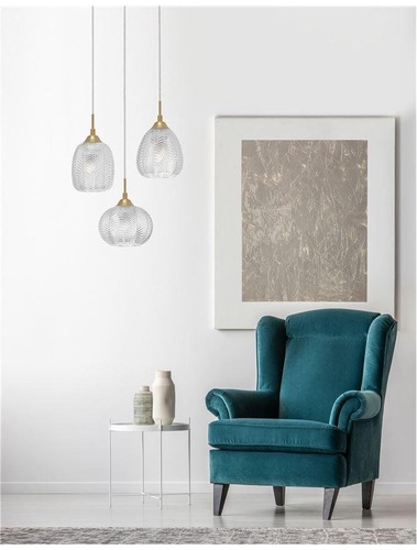 Vícečetná - NV 9191542 Závěsné svítidlo VARIO čiré sklo a saténový zlatý kov E27 3x12W 230V IP20 bez žárovky - NOVA LUCE - foto 1