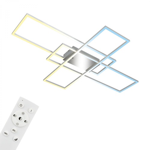 Hranatá - BRILO 3931019 Roami LED stropní svítidlo, stmívatelné, dálkový ovladač, CCT ovladač, chrom/hliník - BRILO - foto 1