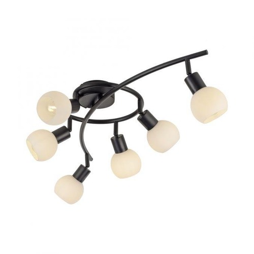 Bodová - LD 12155-18 LOKI LED stropní svítidlo 6-ramenné černé otočné spoty opálové sklo nadčasové 3000K - JUST LIGHT - foto 1