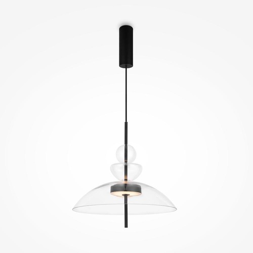 Dekorativní - M MOD185PL-L6B3K3 Závěsné svítidlo Bangkok 3000K 12W teplá bílá 1200lm černá kov průhledné sklo - MAYTONI - foto 1