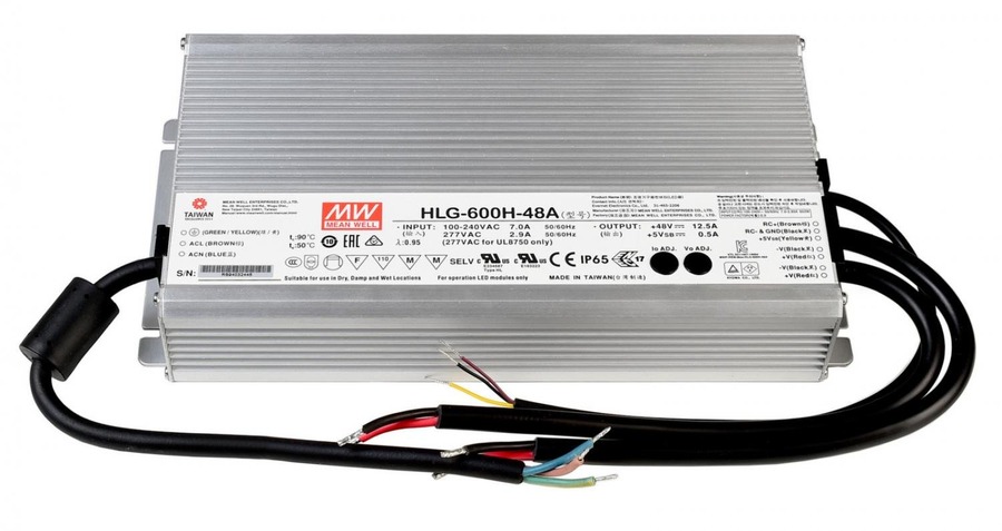 Stabilizované napětí - IMPR 872125 Meanwell napájení CV. HLG-600H-48A konstantní napětí 0-12500 mA IP67 48V DC 600,00 W - LIGHT IMPRESSIONS - foto 1