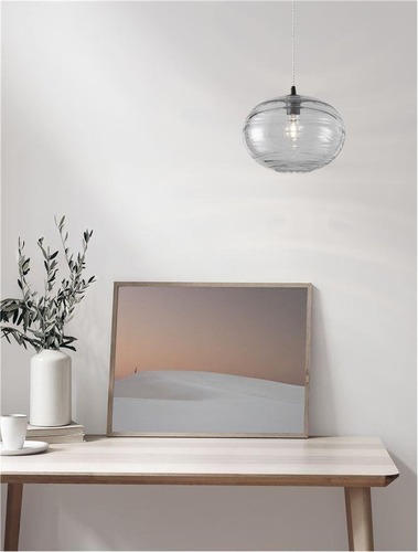 Koule - NV 9009257 Závěsné svítidlo EVLEEN matný černý kov a světle šedé sklo E27 1x12W 230V IP20 bez žárovky - NOVA LUCE - foto 1
