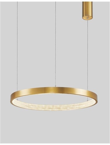 Kruhová - NV 9285601 Závěsné svítidlo PRESTON antický zlatý mosazný hliník a akryl LED 37W 230V 3000K IP20 stmívatelné - NOVA LUCE - foto 1
