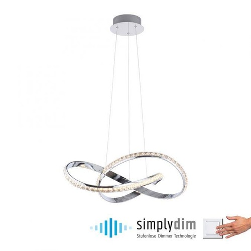 Dekorativní - PN 8221-17 TANJA LED závěsné svítidlo chrom s křišťalovým efektem stmívatelné Simplydim paměťová funkce SimplyDim 3000K - PAUL NEUHAUS - foto 1