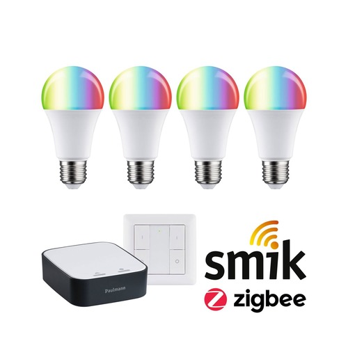 E27 - P 5190 Startovací sada Zigbee 3.0 LED žárovka E27 RGBW + Gateway smik + vypínač - PAULMANN - foto 1